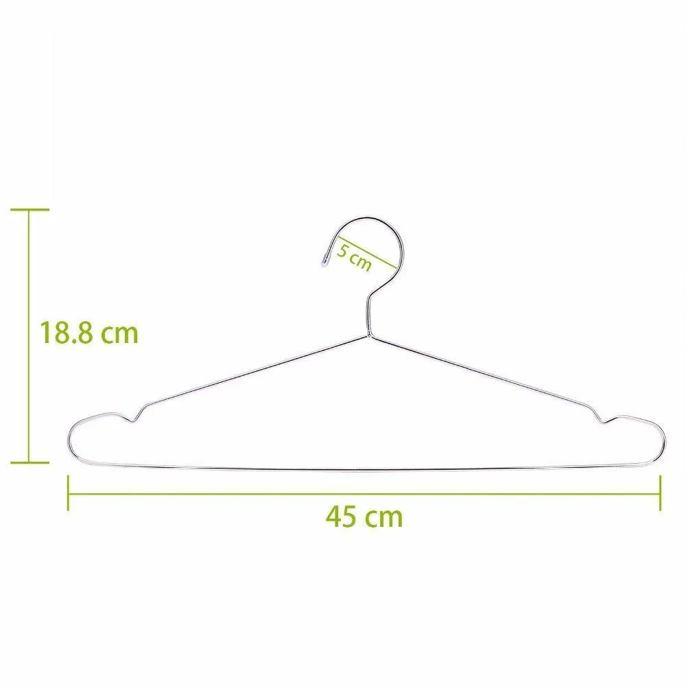 Xyijia Hanger 45Cm Stainless Steel Strong Metal Wire Hangers, Coat Hanger, Standard Suit Hangers, Clothes Hanger (30 Pcs/Lot)