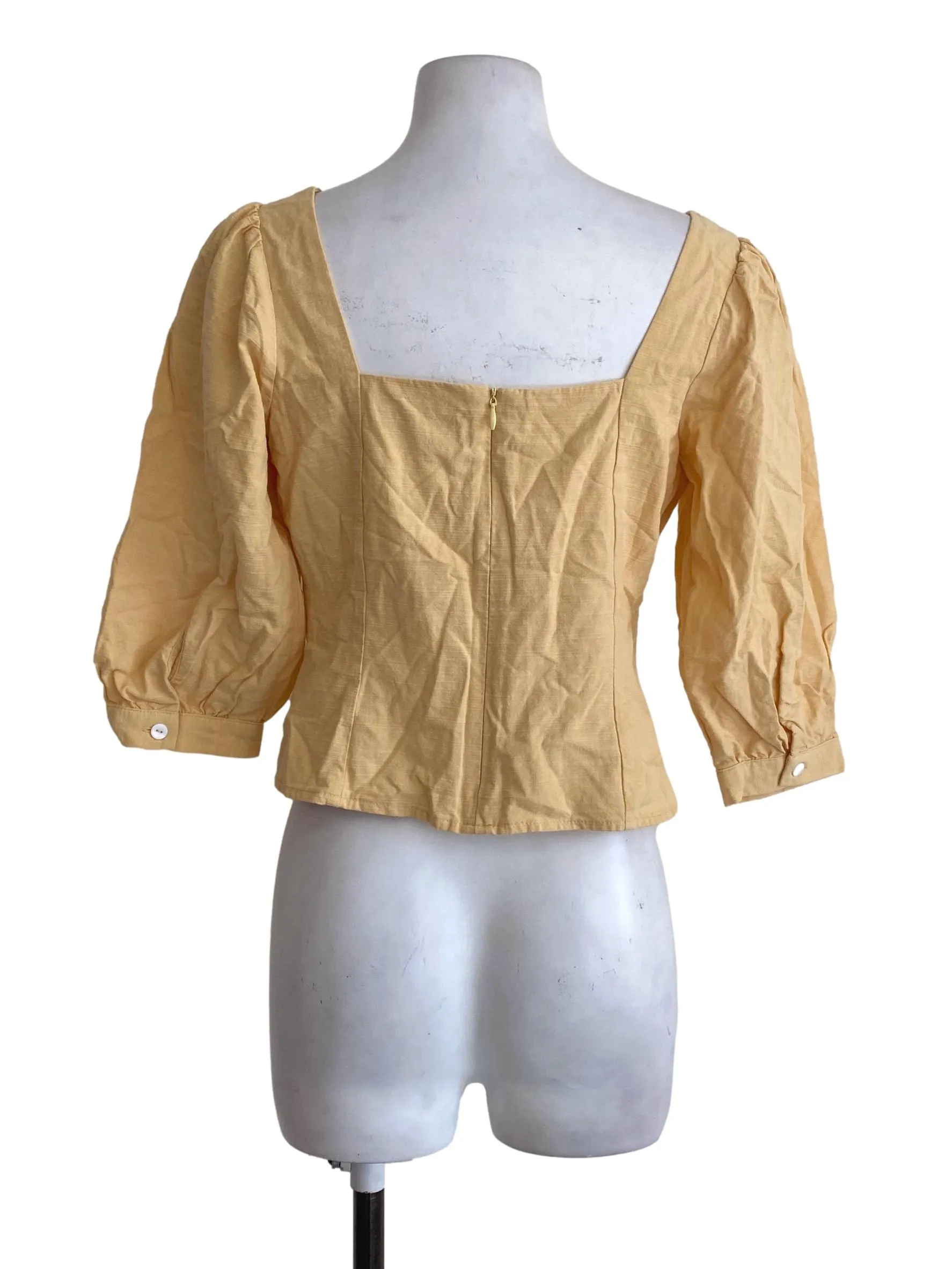 Yellow Textured V Neck Top LB