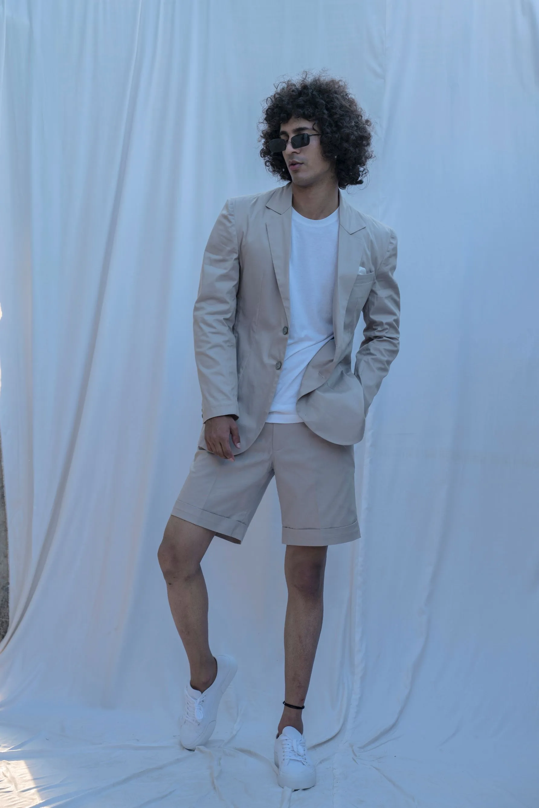 Yonkers - Beige Suit With Short Pant Set