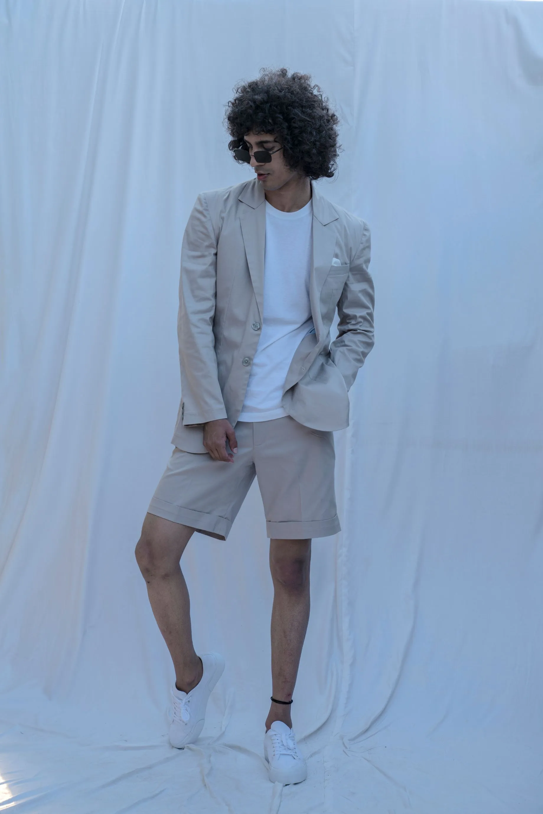 Yonkers - Beige Suit With Short Pant Set