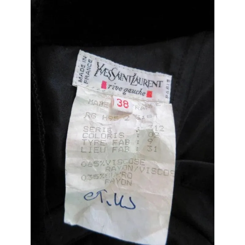 Yves Saint Laurent Black Velvet Cocktail Dress with Full Skirt | Size 38